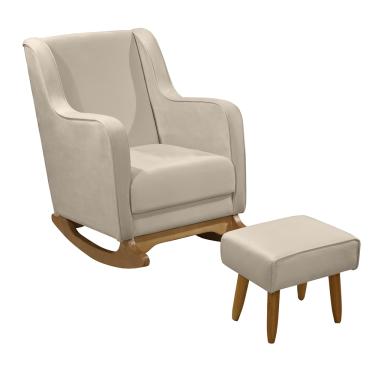Imagem de Poltrona de Amamentação com Balanço e Puff Ariely Veludo F06 - D'Rossi