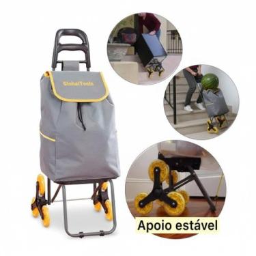 Imagem de Carrinho Plataforma Carga, Feira 3 Rodas Capacidade 40kg Escadas Trans