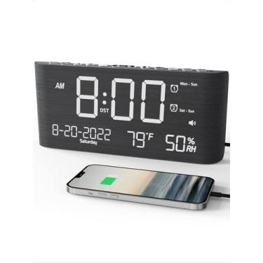Imagem de Despertador Raynic 22 cm, calendário digital de 5 volumes, cinza