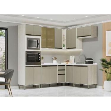 Imagem de Cozinha Modulada De Canto Completa 7 Peças Com Tampo Linea L Pátina Ff