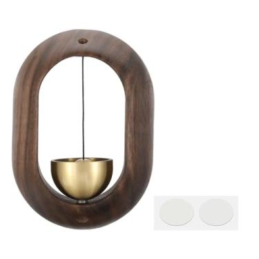 Imagem de PATIKIL Sino de lojista, campainha de porta de madeira para pendurar campainha magnética campainha de metal animal com autoadesivo para abertura de porta de negócios ao entrar na decoração, marrom