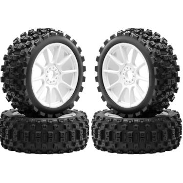 Imagem de 1/8 Typhon Off-Road Buggy Racing Tires and Wheels 17mm Hex RC Tyre with Foam Inserts for ARRMA 1/8 Typhon 3S/6S Losi 8IGHT HongNor FS Racing KYOSHO MP10 MP9 MP9e Neo HSP Hyper (4PCS/Set)-White