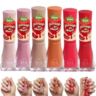 Imagem de Kit 6 Esmaltes Dailus Coleção Morango do Amor Esmalte Com Cheirinho (Kit Completo 6 Cores)