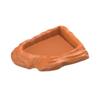 Imagem de Generic Tigela de água para tartaruga, tigela de alimentação, decoração de habitat, ornamento de aquário, canto, réptil, piscina de banho para animais de, Marrom