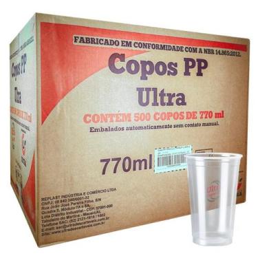 Imagem de Caixa com 1000UN copo 300 ou 330ml descartável PP liso chopp suco açai