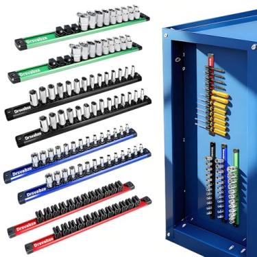 Imagem de Drsvabze Conjunto organizador de soquete magnético de 8 peças e chave de fenda magnética, conjunto de suporte de soquete de 1/10.2 cm, 3/20.3 cm, clipes de chave de fenda e chave de fenda - Total de