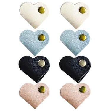 Imagem de 8 peças de organizador de cordão de coração, alças reutilizáveis para fones de ouvido, fones de ouvido, cabos de dados, carregadores de telefone - Enrolador de fios e prendedor de cabos para cabos