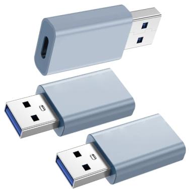 Imagem de Adaptador USB C, conversor de carregador USB-C fêmea para USB macho para MagSafe Watch 10 9 8 7 SE Ultra iPhone 16 15 14 13 Mini Pro Max iPad Samsung Galaxy Pixel CarPlay Cinza pacote com 3