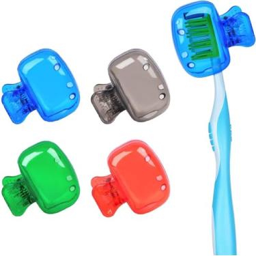 Imagem de Conjunto de capa de cabeça de escova de dentes (4 peças), capa protetora de escova de dentes para viagem, tampa protetora de encaixe para escovas manuais e elétricas