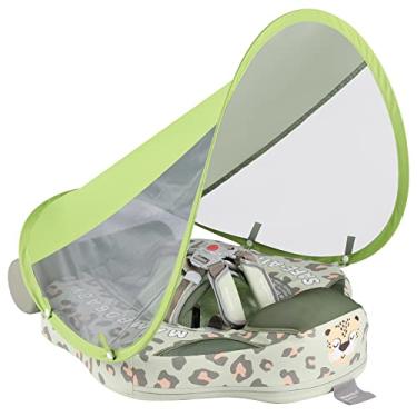 Imagem de GENTEACO Boia de natação para bebês Mambobaby com dossel não inflável, com cauda, 3 a 24 meses. Material liso que não irrita a pele, para meninos e meninas (verde leopardo)