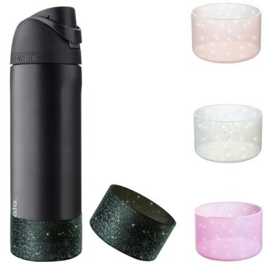 Imagem de Onlymory Bota de silicone com glitter para garrafa Owala de 680 g, acessórios de manga antiderrapante capa inferior para botas de garrafa de água de aço inoxidável FreeSip Owala (preto transparente