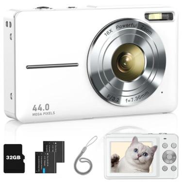 Imagem de Câmera digital Lecran FHD 1080P 44MP Zoom 16X Kids Pearl White