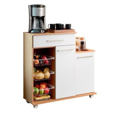 Imagem de Balcao Fruteira Cozinha 2 Portas 89 Cm Mf185 Carvalho Branco Dtall Car