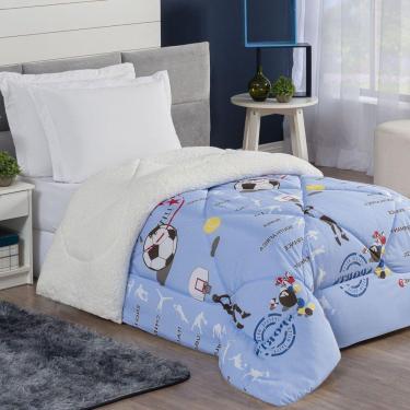 Imagem de Coberdrom Esportes Solteiro Infantil Sherpa 1 Peça Azul