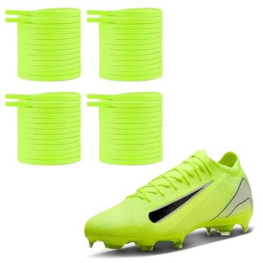 Imagem de UamGlsob 2 pares de cadarços de chuteiras de futebol para sapatos Mercurial, 5/32" (4 mm) de substituição de cadarços de futebol fino para tênis, Verde neon, 54"/140cm