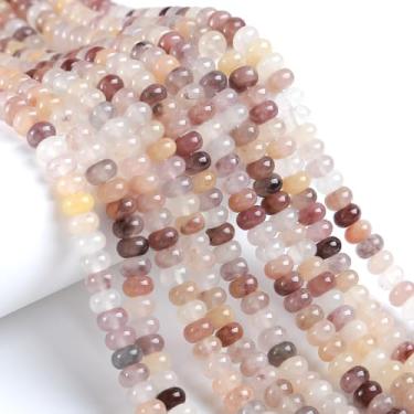 Imagem de 76 peças 5 x 8 mm pedra de jade violeta natural Rondelle espaçador contas soltas disco de ábaco contas redondas de pedras preciosas soltas para fazer joias, colar de pulseira faça você mesmo