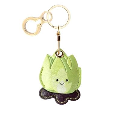 Imagem de Capa de couro compatível com AirTag, linda capa protetora com chaveiro, rastreador GPS antiarranhões para chaves, bolsa, animais de estimação (verde fogueira)