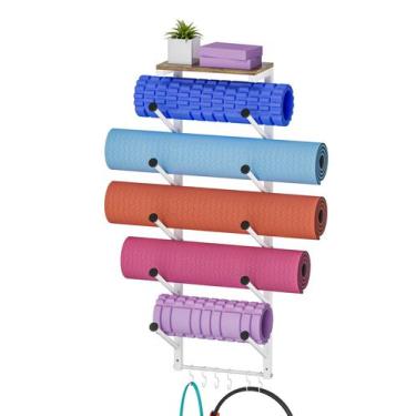 Imagem de Prateleira Waaliji, suporte de tapete de ioga de 5 camadas com ganchos
