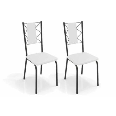 Imagem de Kit 2 Cadeiras Sala Jantar Lisboa 2c076prf Aço 2 Un Preto-ano Branco - Kappesberg