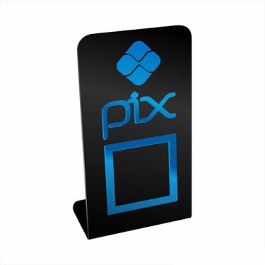 Imagem de Placa Pix QR Code Display Para Pagamentos Acrílico 3mm (Preto + azul)