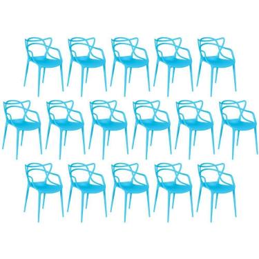 Imagem de Kit 16 Cadeiras De Jantar Allegra Design Empilhável - Azul