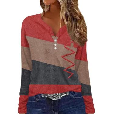 Imagem de Blusas COTECRAM A Mazon, blusas de manga comprida para mulheres vermel