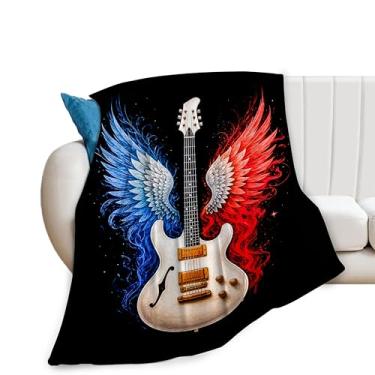 Imagem de Cobertor de guitarra musical instrumento musical macio aconchegante lã felpuda pelúcia flanela presentes para meninas mulheres meninos crianças adultos 101 x 127 cm
