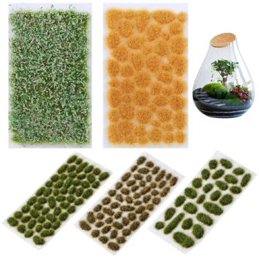 Imagem de LUMINFLY 265 peças de tufos de grama artificial para layouts ferroviários, vasos de flores, jardins em miniatura, garrafas de terrário, grama misturada verde e amarela para dioramas