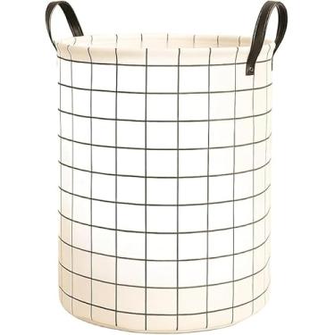 Imagem de Cesto Organizador Multiuso 40L Versátil para Roupa Suja, Brinquedos, Quarto, Banheiro ou Lavanderia (Quadriculado Branco)