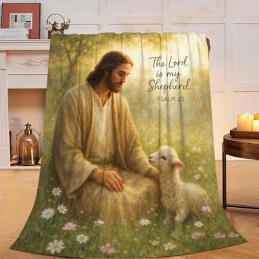 Imagem de Cobertor de cordeiro de Jesus Cristão Super Macio Quente Fofo Flanela Bíblia Religiosa Cobertor Aconchegante Pelúcia Pelúcia Cobertores de Roupa de Cama Presentes para Mulheres Crianças Meninos