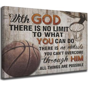 Imagem de Tela de basquete inspiradora arte de parede basquete meninos decoração de parede motivacional esportes basquete decoração de parede arte moderna para dormitório academia quarto escritório decoração de