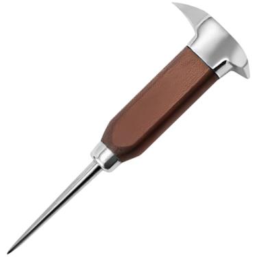 Imagem de Picador de gelo de 17,3 cm com cabo de madeira de faia, escudo protetor de extremidade dupla, aço resistente à ferrugem para facilitar a quebra do gelo