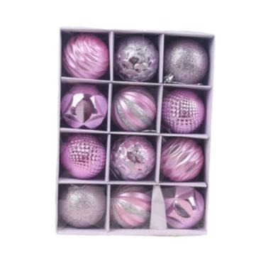Imagem de Esquirla Conjunto de 12 enfeites de Natal para pendurar na árvore, com lâmpadas de 6 cm (2,36 polegadas), ideais para artesanato e decoração de inverno, Rosa