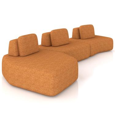Imagem de Sofá Ilha Modular Para Sala Living Orgânico 480cm Angra K01 Bouclê Terracota - Lyam Decor
