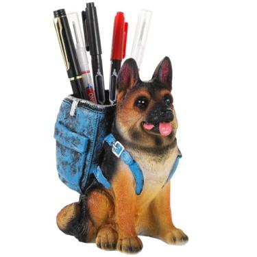 Imagem de LUMINFLY Porta-lápis divertido para cães sentados, organizador de mesa criativo de resina para casa e escritório, recipiente de armazenamento fofo