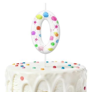 Imagem de Velas de aniversário para bolo, número 0, decorações de aniversário, artigos de festa, pintura artística para decoração de festa temática para meninos e meninas (número 0)