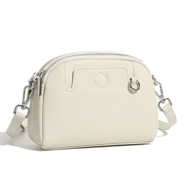 Imagem de MFFOR Bolsas transversais para mulheres, bolsa de ombro de couro legítimo, mini bolsa de viagem, bolsa, bolsas com alça removível, Branco, Mini bolsa tiracolo branca