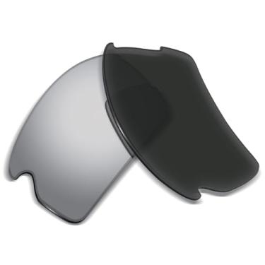 Imagem de Biyxpiv Lentes de substituição de 1,5 mm compatíveis com óculos de sol Oakley Flak 2.0 XXL OO9488 63 mm, antirriscos, Prata escura espelhada