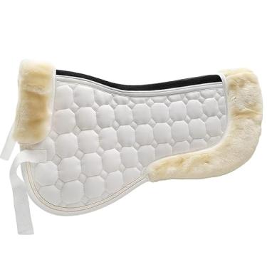 Imagem de TNDCKP Meia almofada de gel para selas inglesas – Almofada de sela de gel absorvente de choque para adestramento, salto e treinamento – respirável, antiderrapante, leve almofada de sela de cavalo