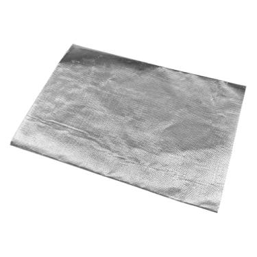 Imagem de Tuxihapp Fita de proteção térmica de fibra de vidro aluminizada com adesivo - 30,5 cm x 61 cm Folha de proteção de barreira de isolamento térmico refletivo de alta temperatura - Tapete de cobertura de