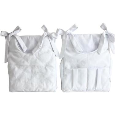 Imagem de Porta Fraldas para Bebê 2 Peças Piquet Branco