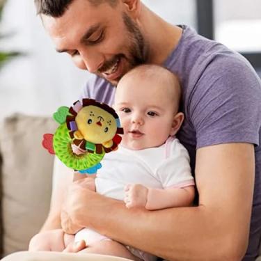 Imagem de Naroote Mordedor de Rosquinha para Bebês, Mordedor Confortável de Leão para Bebês, Percepção de Cor Resistente Ao Desgaste, Estimula a Audição para Educação Precoce (Donut Leão)