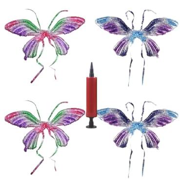 Imagem de Net Red Butterfly Wings Balloons Kids Birthday Party Inflatable Decorative Props Play Balloons (4 x Bright Starry Sky Butterfly)