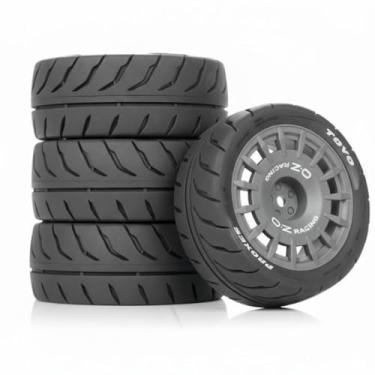 Imagem de 4PCS 1/10 RC Rally Tires & Rims, 68x28mm 12mm Hex Wheel Set, Fits for Traxxas Tamiya HPI WR8 RLAARLO XTS F10 1/10 Scale On-Road Car (Gray)