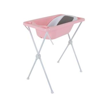 Imagem de Banheira de Bebê com suporte Dobrável Galzerano Acqua Trio Rosa 20L, R