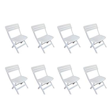 Imagem de Conjunto com 8 Cadeiras Dobravél Ripada Diamantina Branco