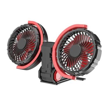 Imagem de Shakven Ventilador de carro de cabeça dupla, ventilador de carro de cabeça dupla ajustável, Ventilador portátil para carro, Ventiladores de painel de carro 12V/24V para carros, caminhões, casa,