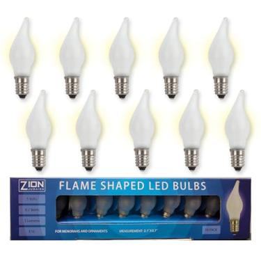 Imagem de Zion Judaica Hanukkah Menorá Substituição LED Conjunto de 10 Lâmpadas E10 em Forma de Chama Fosca para Menorá e Ornamentos E10 Velas Elétricas Chanucá