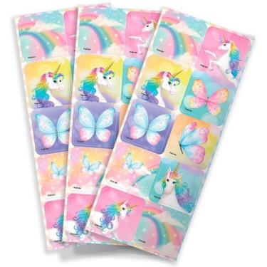 Imagem de Adesivo Quadrado - Unicornio - 30 unidades - Festcolor - Rizzo
