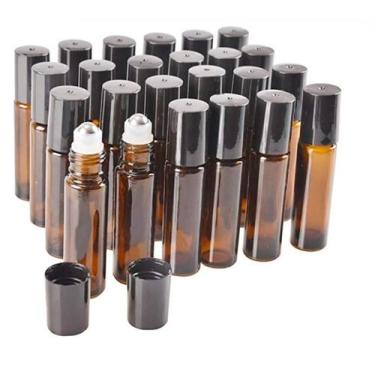 Imagem de Kit Com 10 Frasco Rollon Ambar 10Ml Tampa Preta - Rplabor